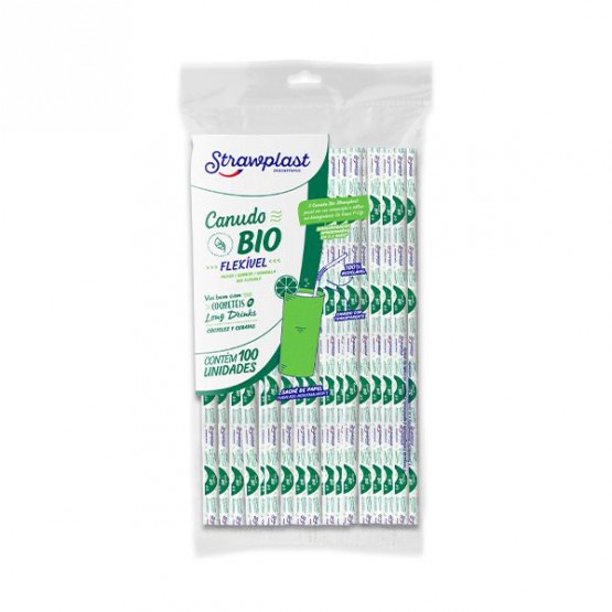 Canudo Bio Flexível Strawplast 